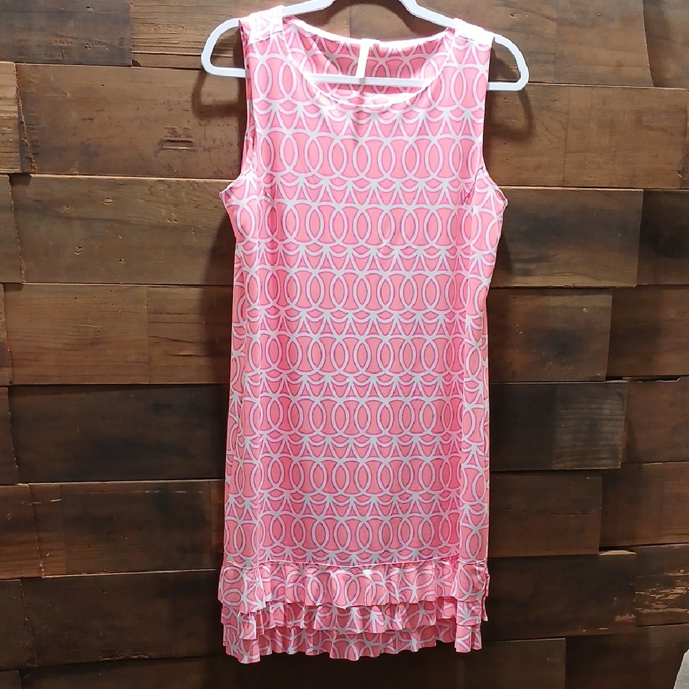 LuLu B Pink and White Geometric Dress